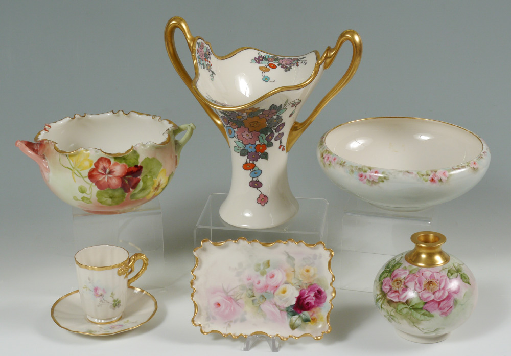 Appraisal: PIECE HAND PAINTED PORCELAIN An assembled collection to include pieces