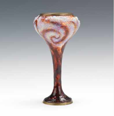 Appraisal: Sarlandie Limoges Enamel on Copper Vase ca - Stem vase