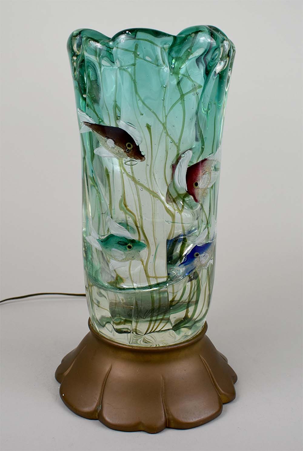 Appraisal: ITALIAN INTERNALLY DECORATED AQUARIUM GLASS VASEMurano Modern The tall vase