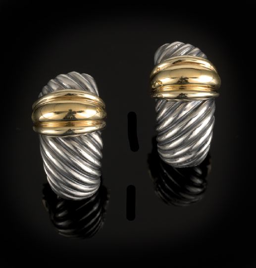 Appraisal: Pair of David Yurman Fourteen-Karat Gold and Sterling Earrings each