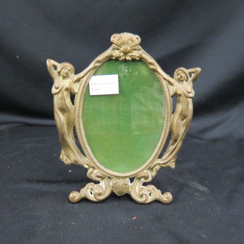 Appraisal: Bronzed Art Nouveau Frame semi-nude woman tall