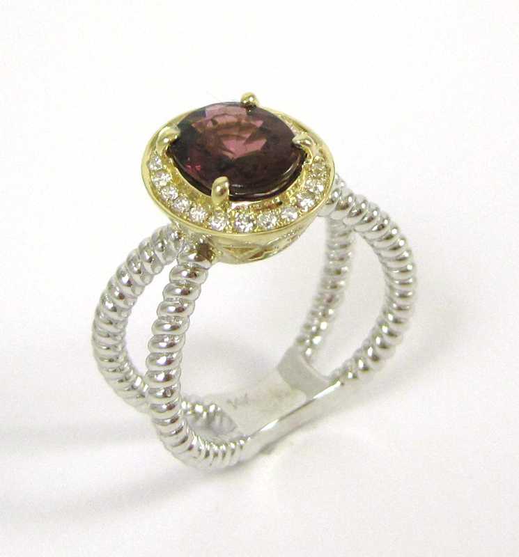 Appraisal: RUBELLITE DIAMOND AND FOURTEEN KARAT GOLD RING The white and