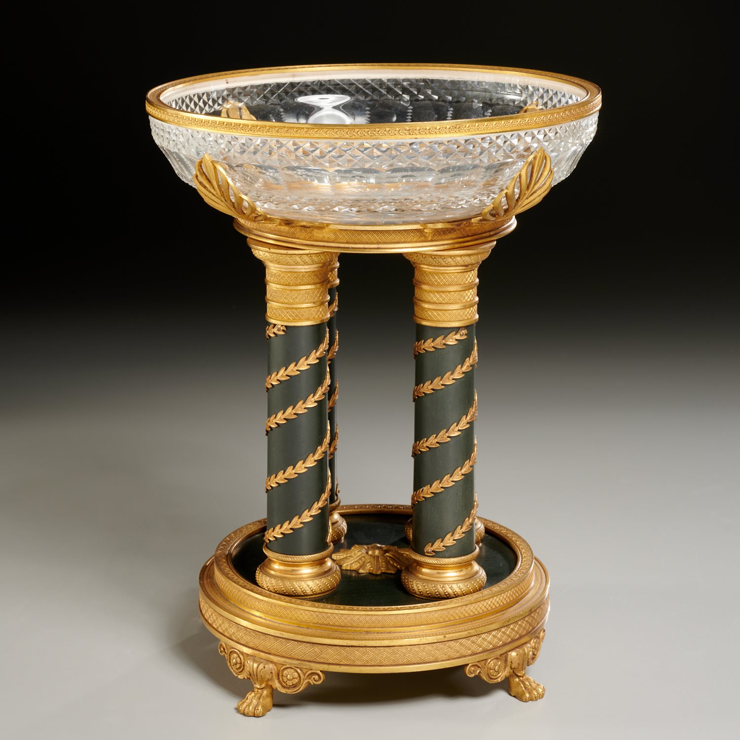 Appraisal: CONTINENTAL EMPIRE CRYSTAL AND BRONZE CENTERPIECE th c Austria gilt