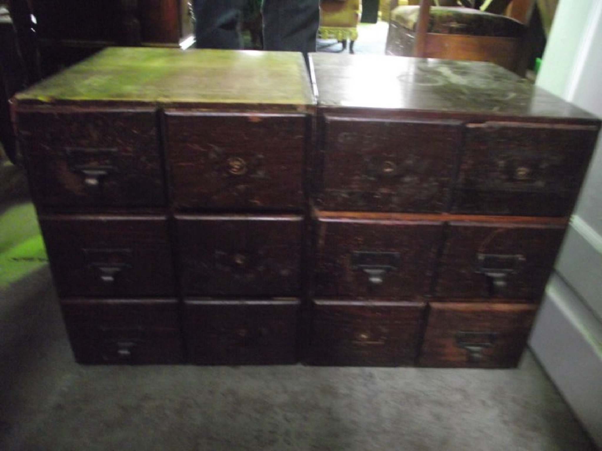 Appraisal: Two early th century stained pine framed banks of small