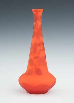 Appraisal: An Orange Cameo Cut Glass Vase circa 's Acid-etched cameo