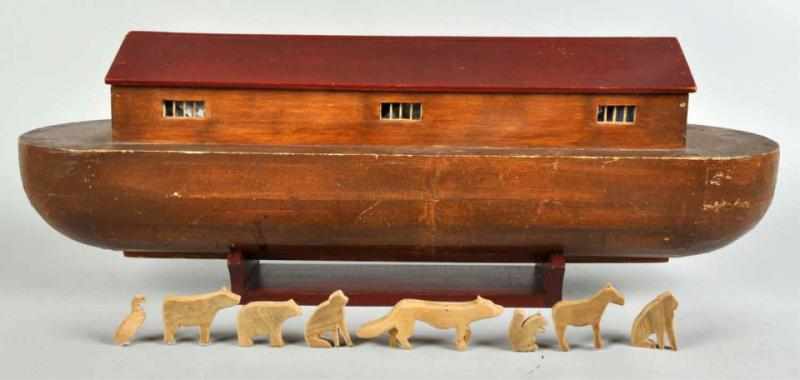 Appraisal: Large Noah's Ark with Stand Animals Description Minor paint loss