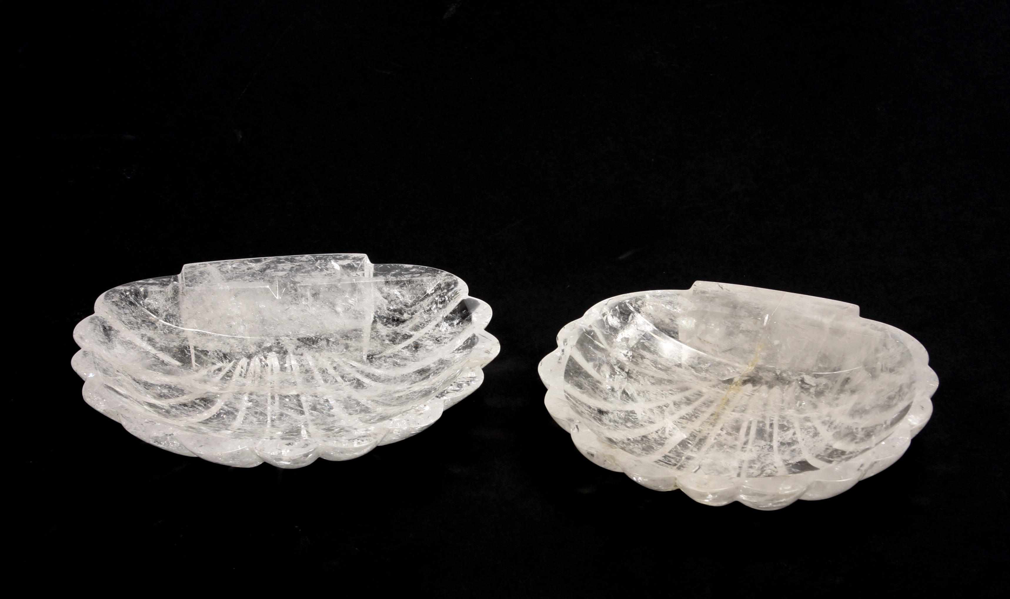 Appraisal: Two carved rock crystal shell form bowls height of larger