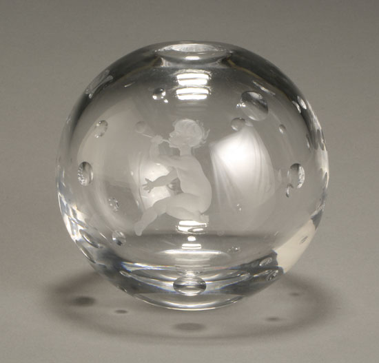 Appraisal: Orrefors Etched Glass 'Bubble' Vase Vicke Lindstrand Circa s Having