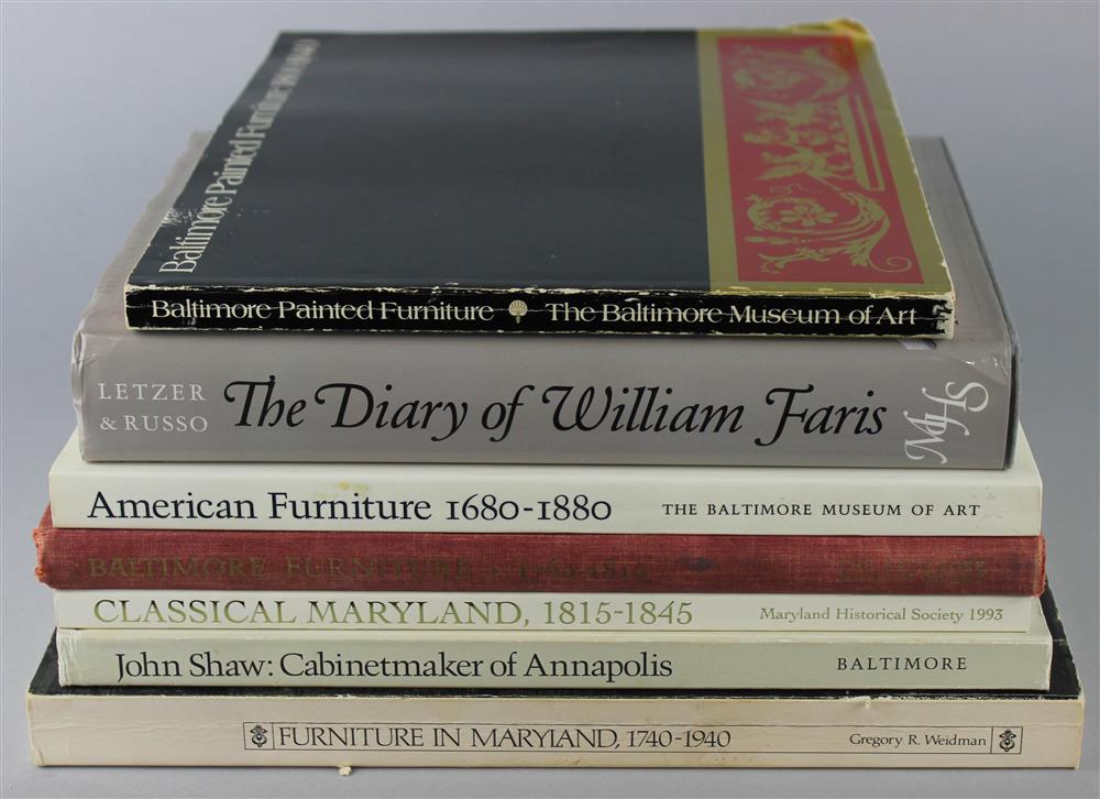 Appraisal: REFERENCE BOOKS ON MARYLAND FURNITURE AND ANTIQUES including the Baltimore