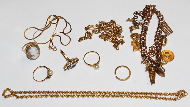 Appraisal: A COLLECTION OF JEWELLERY TO INCLUDE a ct gold charm