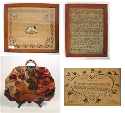 Appraisal: Collection of textile items and a fraktur th century Including