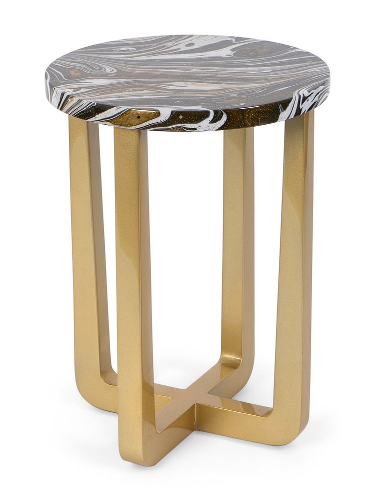 Appraisal: A Contemporary Lacquered Lamp Table with a Painted Marbelized Top