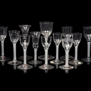 Appraisal: A Group of Twelve English Glass Wine Stems Circa Height