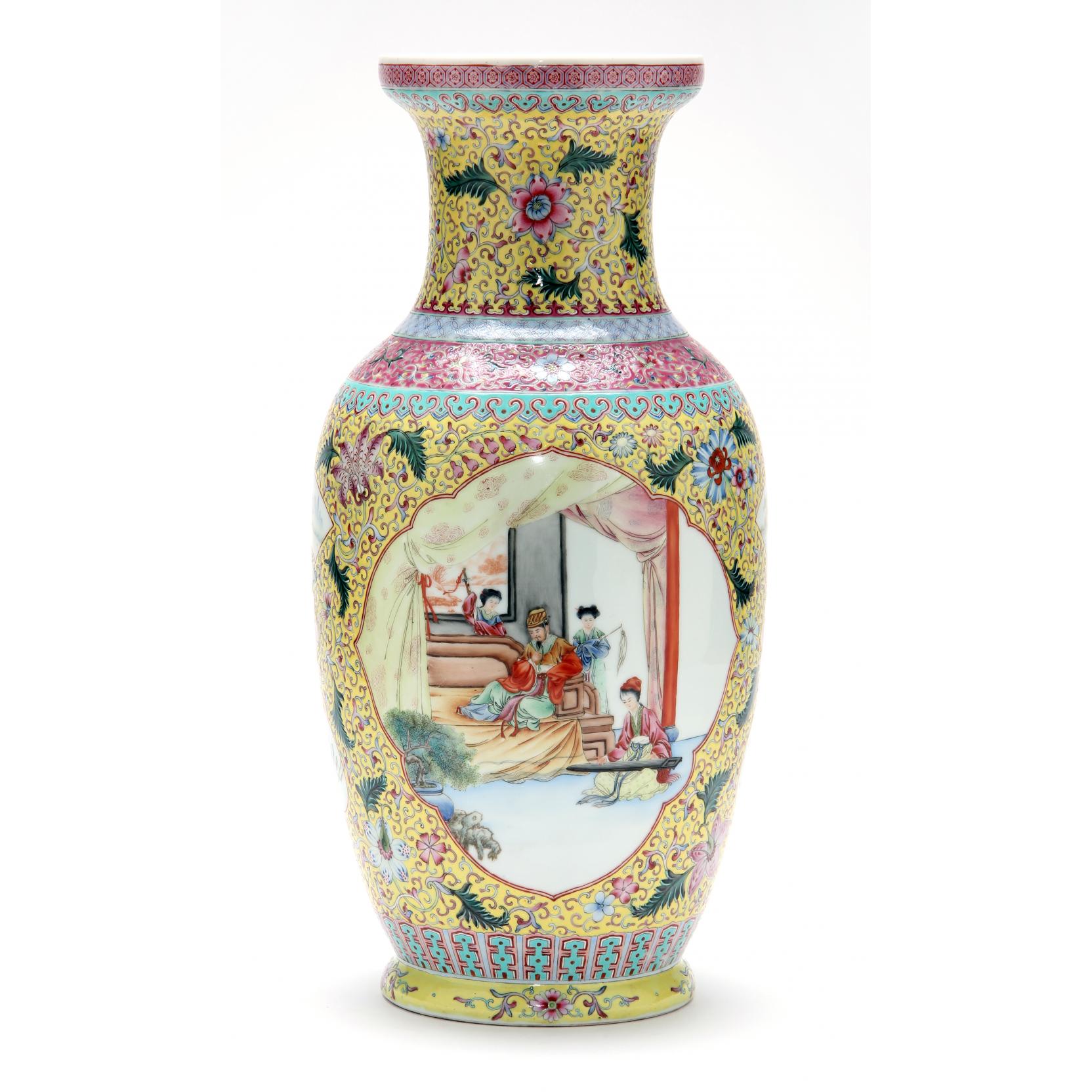 Appraisal: Chinese Famille Jaune Large Vase Republic period - with an