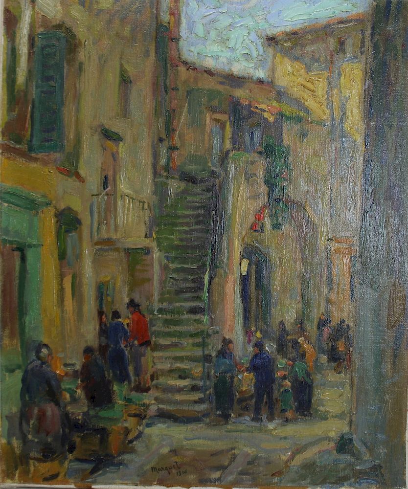 Appraisal: MARQUET Signed And Dated Oil On Canvas Street Scene From