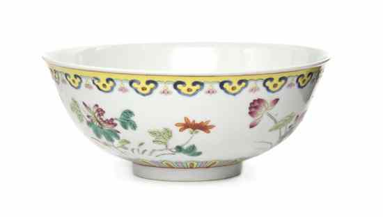 Appraisal: A Chinese Polychrome Decorated Porcelain Bowl the interior having a