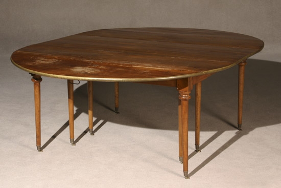 Appraisal: Louis XVI Brass Mounted Walnut Drop-Leaf Extension Dining Table Predominantly