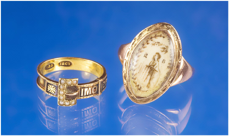 Appraisal: ct Gold Victorian Mourning Ring Modelled As A Buckle Set