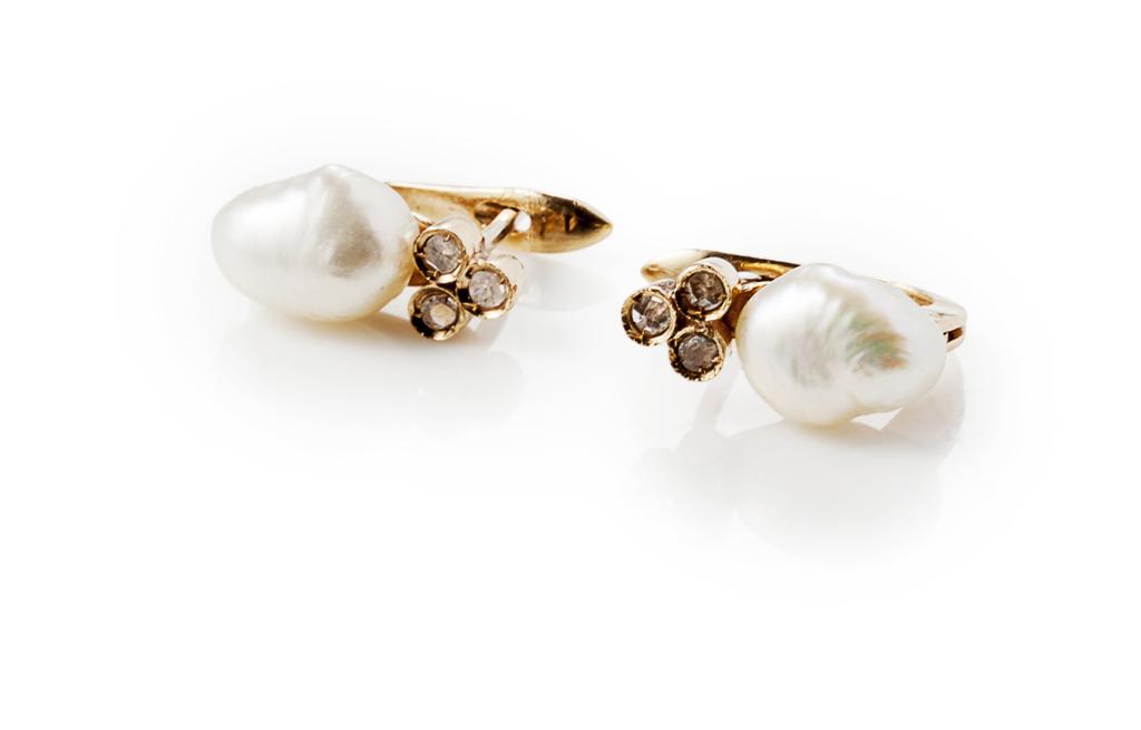 Appraisal: A pair of natural pearl earrings each set with a