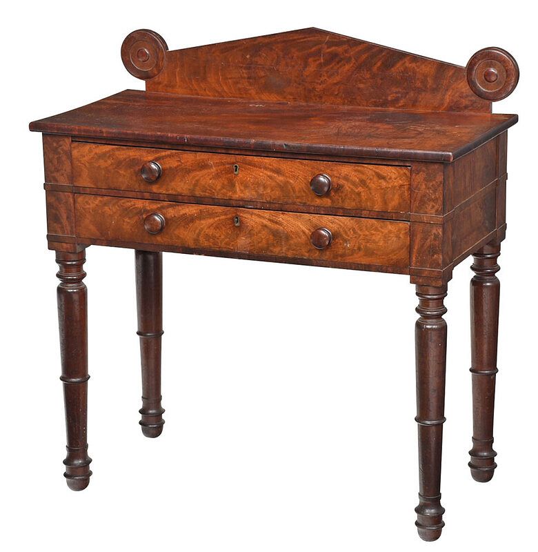 Appraisal: Classical Figured Mahogany Dressing Table British or American - Grecian