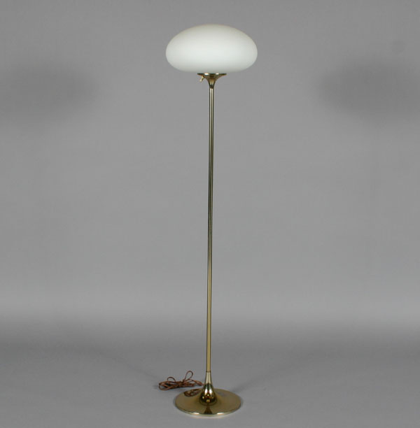 Appraisal: Mid century modern mushroom floor lamp brass base frosted shade