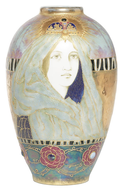 Appraisal: Amphora vase tapered form with a finely detailed portrait of