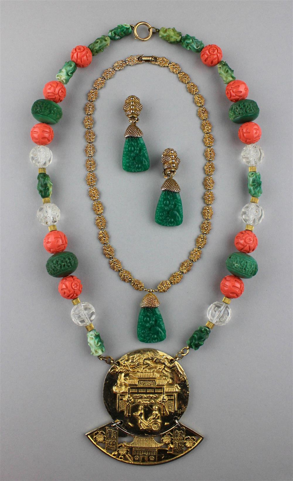 Appraisal: KENNETH JAY LANE NECKLACE WITH PENDANT AND HAR SEMI-PARURE necklace