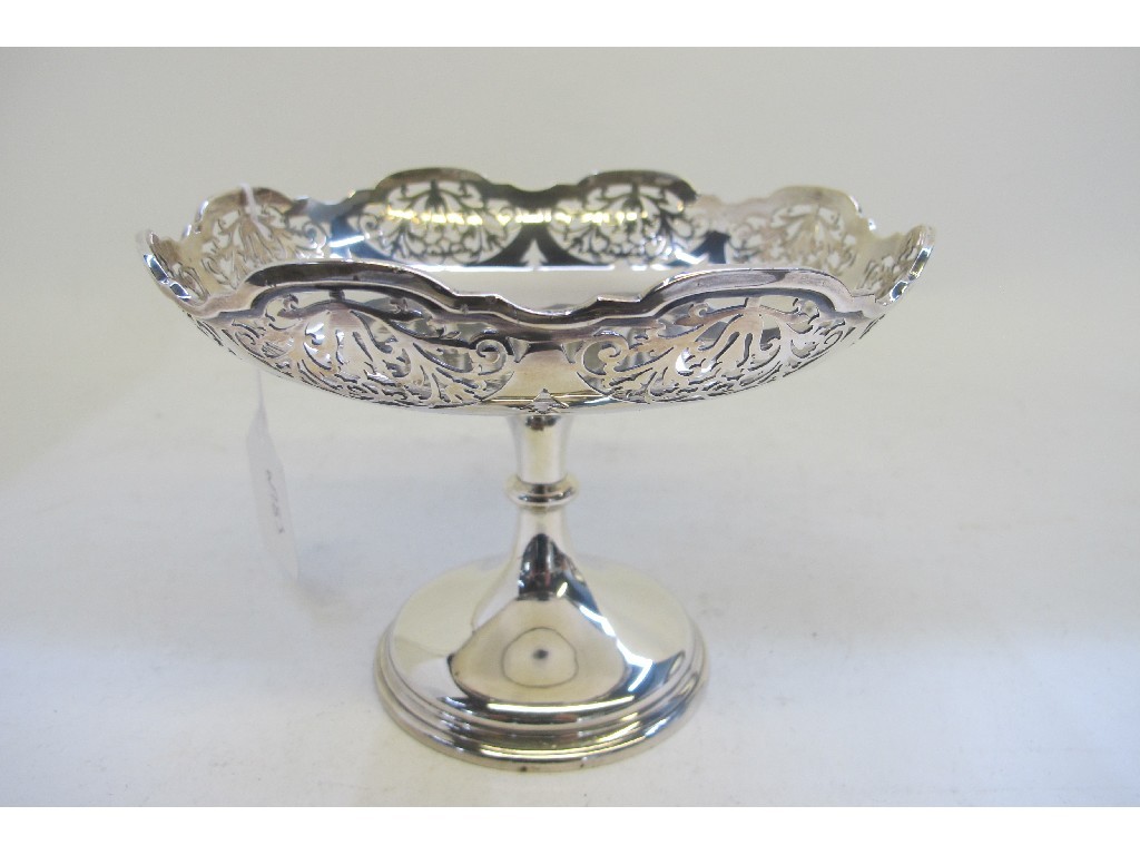 Appraisal: A silver comport with pierced decoration Sheffield