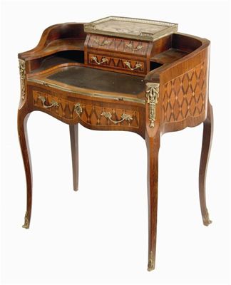 Appraisal: A French kingwood and parquetry lady's writing desk in Louis