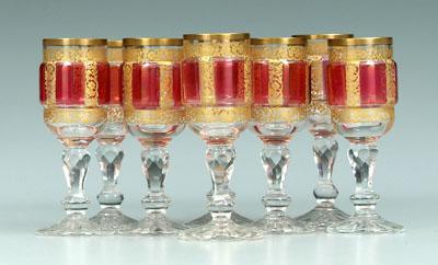 Appraisal: Set of eight cut glass cordials cut glass bases below