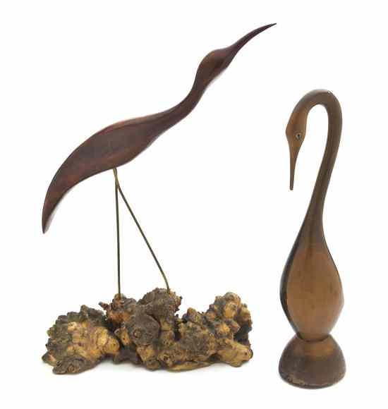 Appraisal: Two Carved Wood Bird Figures each depicting a water fowl