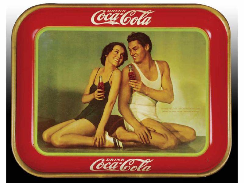 Appraisal: Coca-Cola Tin Litho Serving Tray Description '' x - ''