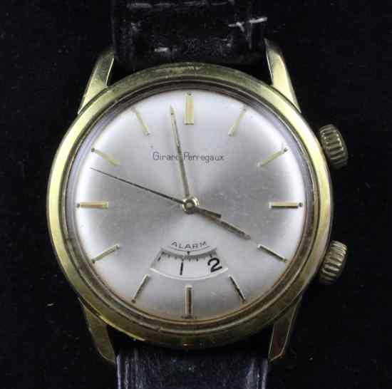 Appraisal: A gentleman's 's gold plated and steel Girard Perregaux alarm