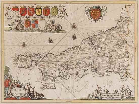 Appraisal: Jansson Jan Cornubia sive Cornwallia county map of Cornwall decorative