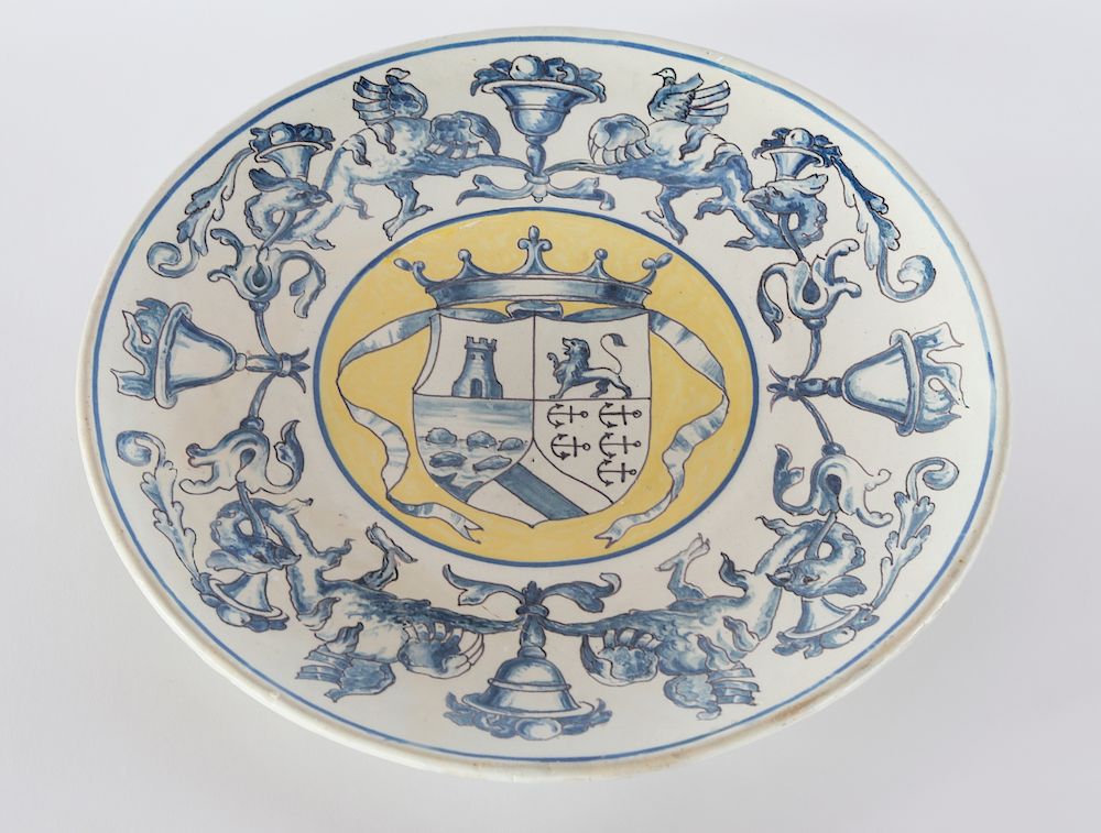 Appraisal: Spanish Armorial Ceramic Platter Exclusive on Bidsquare Spanish Armorial Ceramic