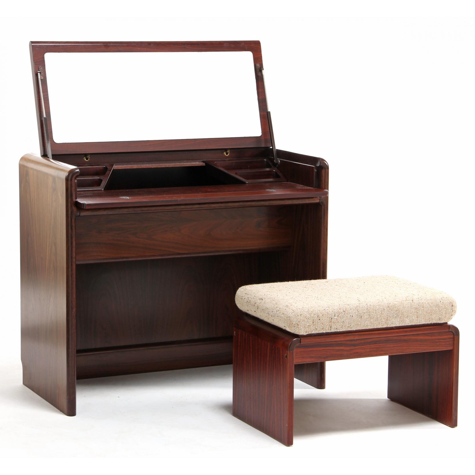 Appraisal: Kibaek Mobelfabrik Vanity and Bench circa s rosewood and rosewood