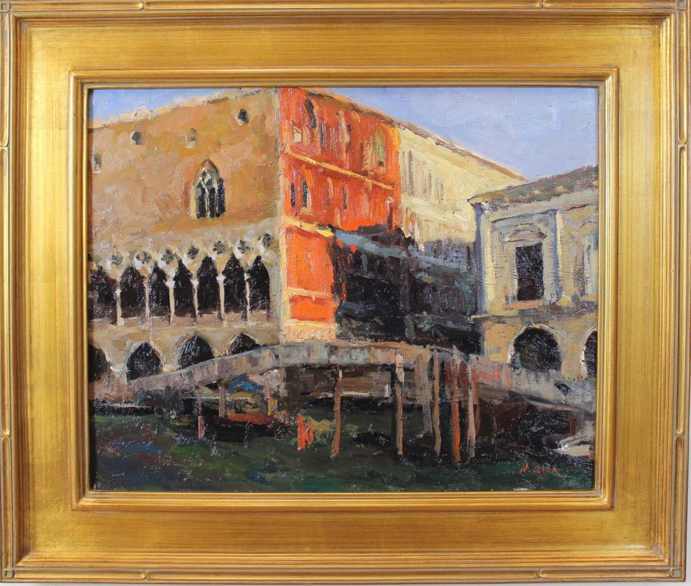 Appraisal: NICK STOQ United States st century oil on canvas Venice