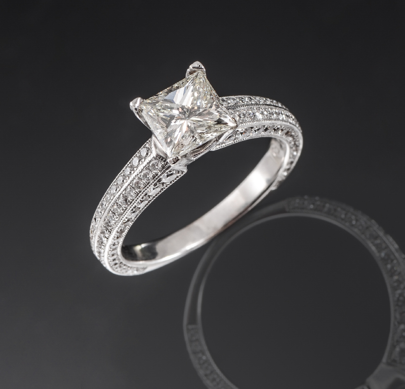 Appraisal: CT DIAMOND SOLITAIRE ENGAGEMENT RING k white gold ring centering