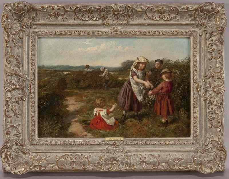 Appraisal: William Hemsley ''Berry Pickers'' oil painting oncanvas Canvas ''H x