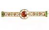 Appraisal: BROOCH - K gold demantoid garnet and diamond bar pin