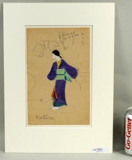 Appraisal: L T Foujita Japanese Costume Design Gouache Leonard Tsuguharu Foujita