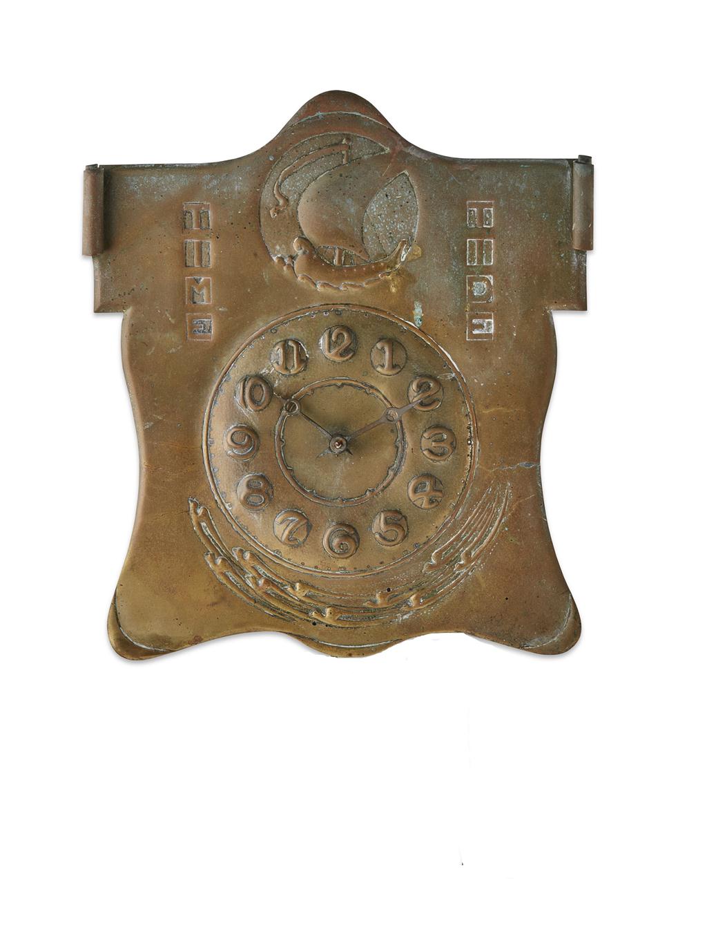 Appraisal: ATTRIBUTED TO PETER WYLIE DAVIDSON BRASS WALL CLOCK CIRCA the