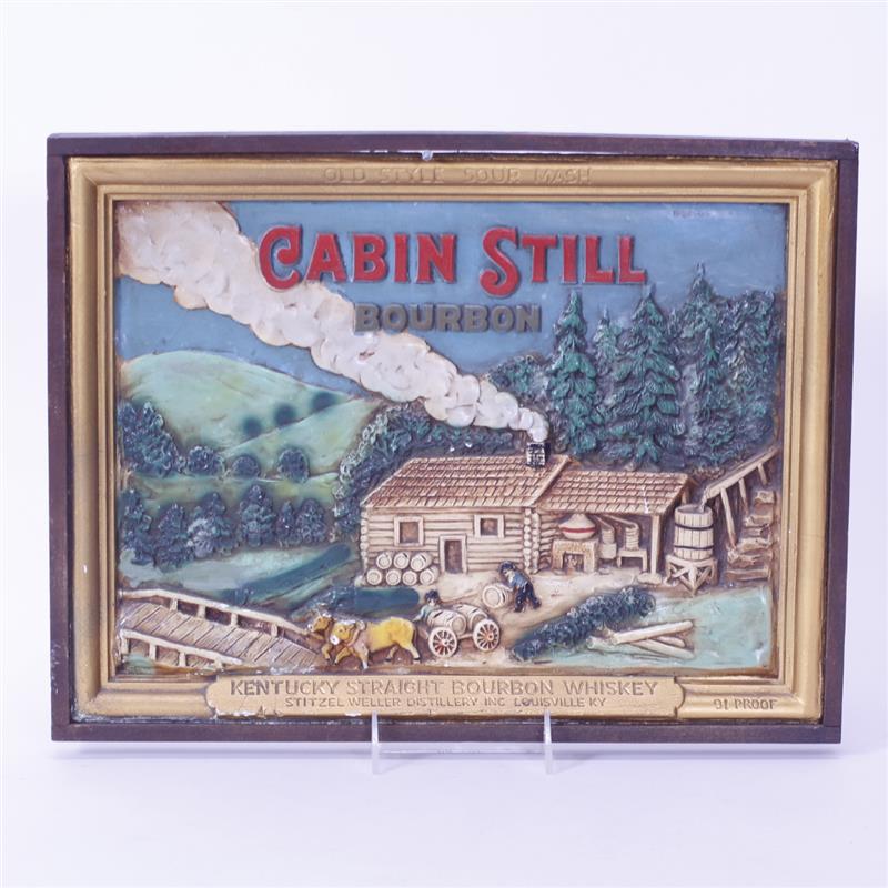 Appraisal: Cabin Still Kentucky Bourbon chalkware advertising H x W