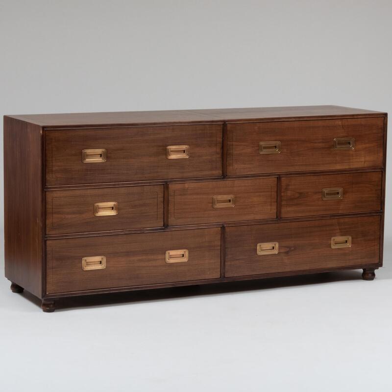 Appraisal: Baker Teak Campaign Style Chest With oval metal label 'Baker