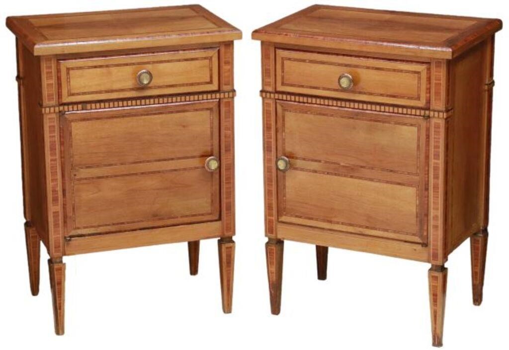 Appraisal: pair Italian Neoclassical style nightstands th c rosewood banded case