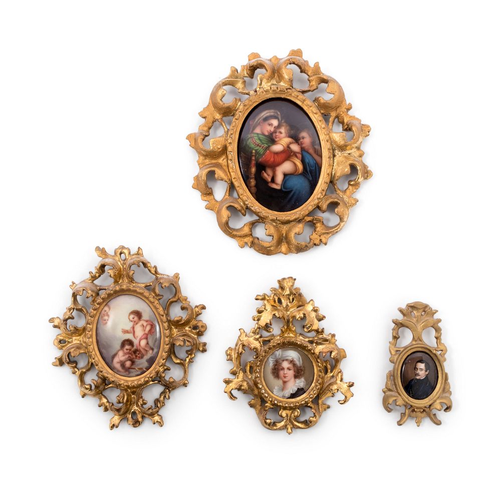 Appraisal: Four Continental Painted Porcelain Plaques Four Continental Painted Porcelain Plaques