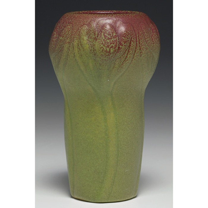 Appraisal: Nice Van Briggle vase ca carved tulip design under an