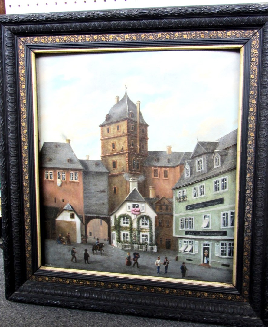 Appraisal: German Provincial School th century The town square in Mainz