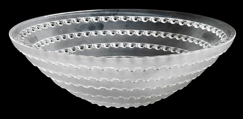 Appraisal: R Lalique Fleurville Frosted Bowl model introduced model number molded