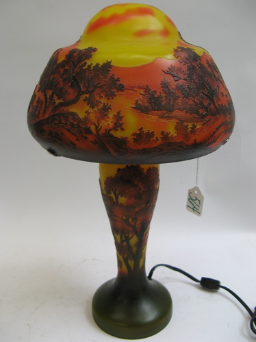 Appraisal: AFTER EMILLE GALLE CAMEO STYLE TABLE LAMP having a dome-shape